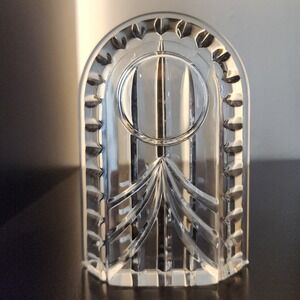 Waterford Crystal Regency Arched Desk Clock Frame Paperweight‎ Clear Cut Glass